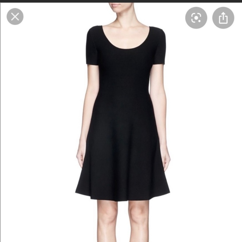 Theory Black Codris C Fit and Flare Dress in Prosecco Fabric